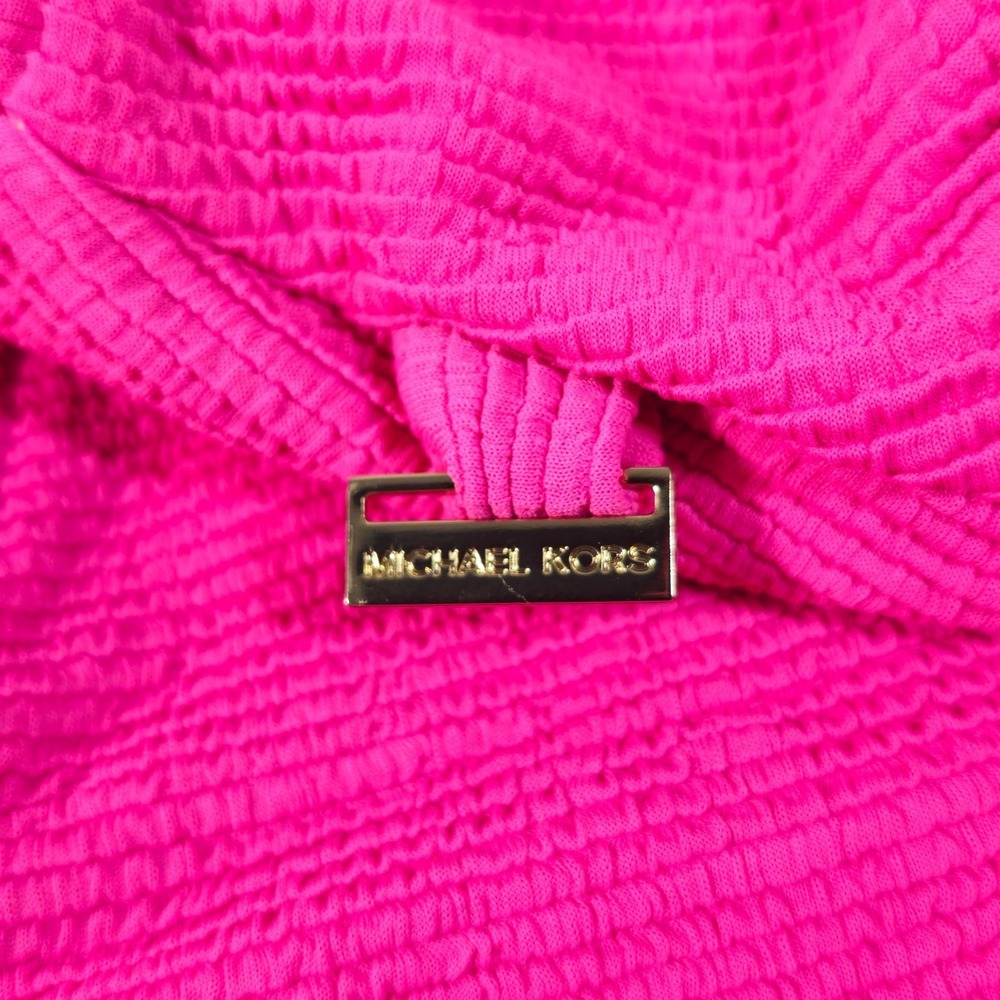 MICHAEL Michael Kors Ribbed One Shoulder Cutout One Piece Swimsuit Cerise SZ 10 - Picture 5 of 7